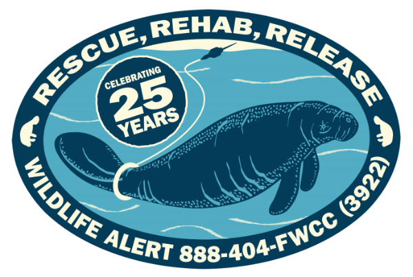 Manatee Decal Manatee Decal 2026 TEXT Rescue, Rehab, Release Wildlife Alert 888-404-FWCC (3922) Celebrating 25 Years