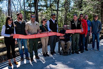 A ribbon-cutting ceremony Thursday officially opened the new accessible boardwalk at the Upper Falls.
