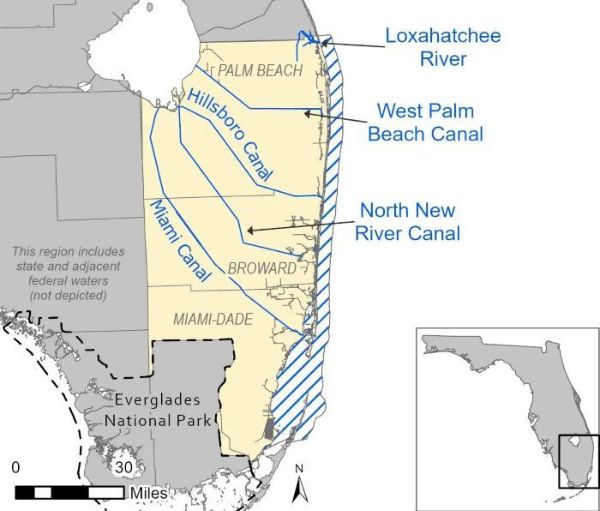 Southeast Region Florida map of snook season boundaries
