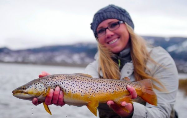 Caryn Feil with brown at Stagecoach Reservoir