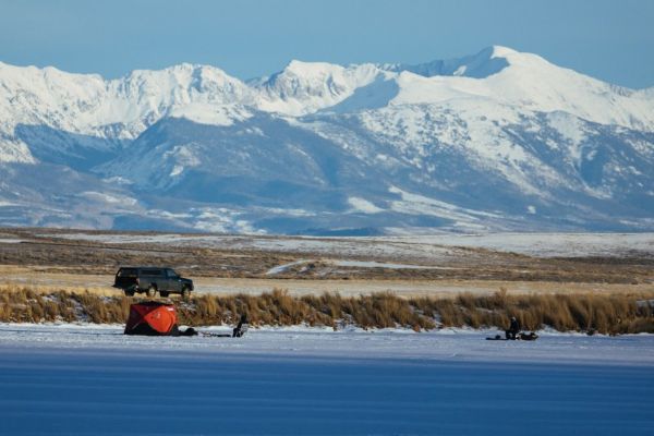 ice fishing at lake john